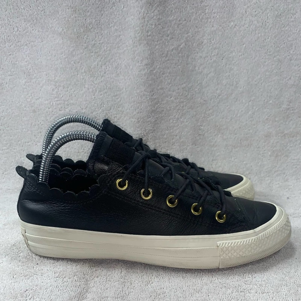 Converse Chuck Taylor All Star Black Gold Leather Shoes Womens Size 6 Sneakers